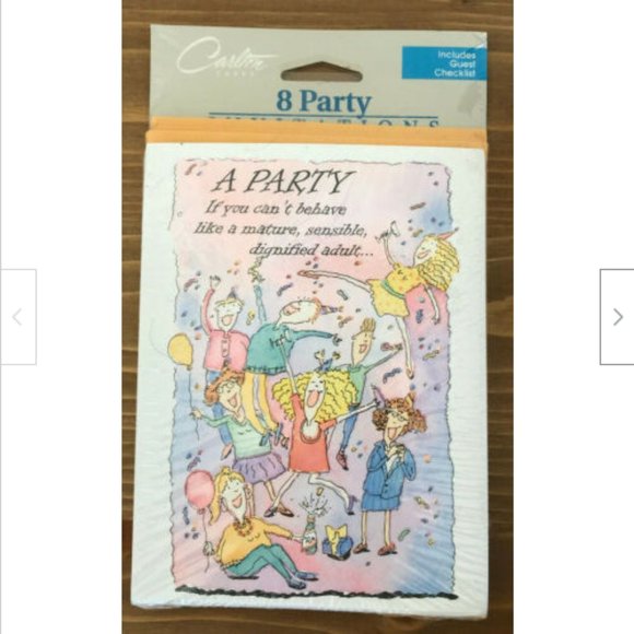 Carlton Cards New Vtg 8 Party Invitations Can't Behave Like Adult Party is 4 You - Picture 1 of 2